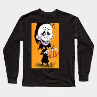 Halloween Scary Evil Pumpkin Funny Pumpkin Head Long Sleeve T-Shirt